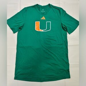 Men’s Adidas Miami Hurricanes Green Dri Fit Tee shirt. Size LT